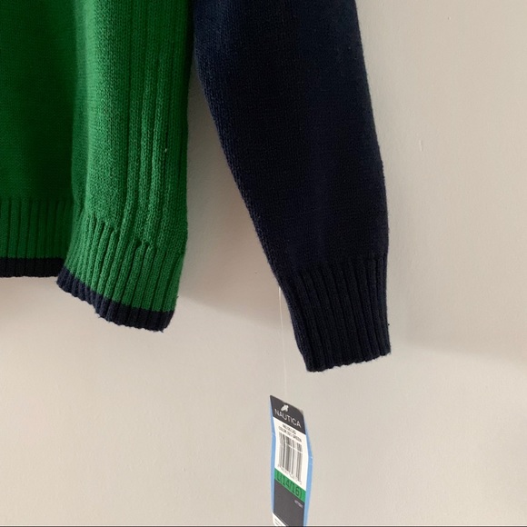 NWT Nautica Quarter Zip Blue/Green Sweater - Picture 3 of 8